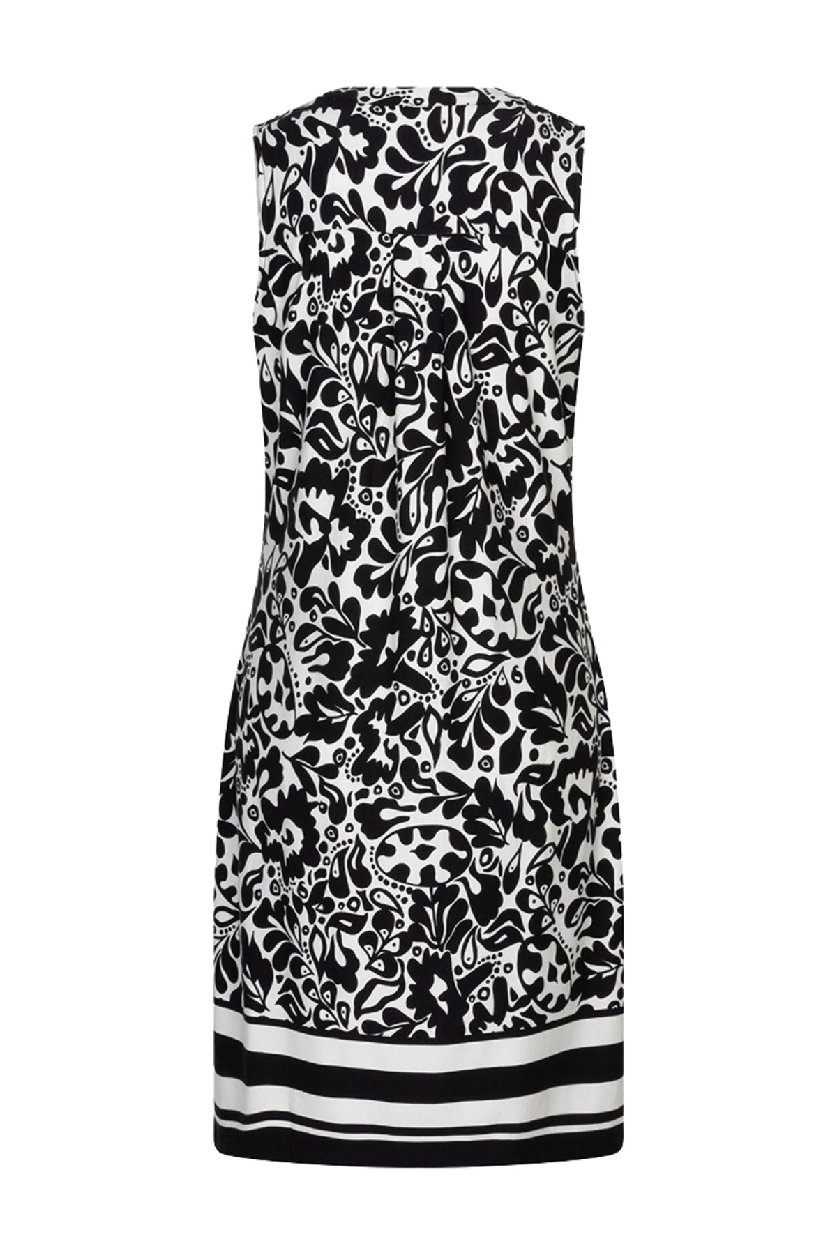 EsQualo jurk met gouden print en elegante snit, perfect voor feestelijke gelegenheden, zichtbaar in de afbeelding.