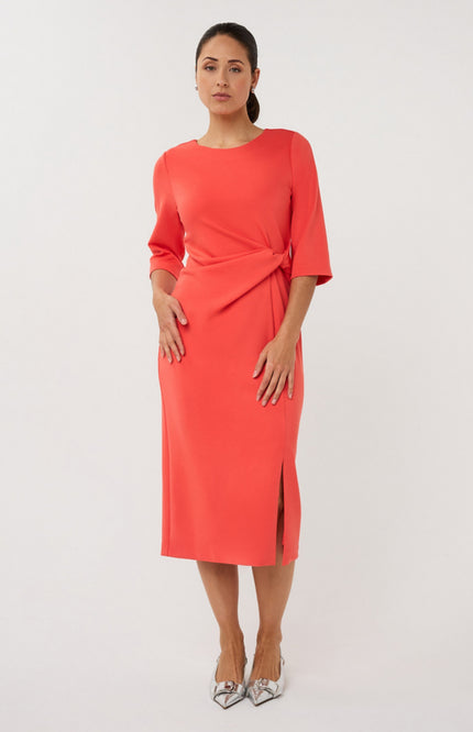 EsQualo Jurk Knot Chili Red SP26.30007 Stretchshop.nl