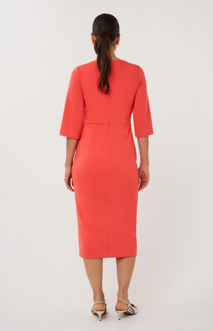 EsQualo Jurk Knot Chili Red SP26.30007 Stretchshop.nl