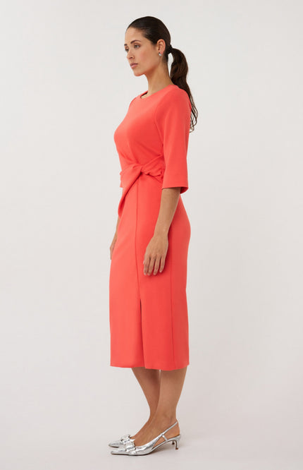 EsQualo Jurk Knot Chili Red SP26.30007 Stretchshop.nl
