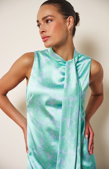 EsQualo Jurk Knot Detail Daylight Print SP26.14020 Stretchshop.nl
