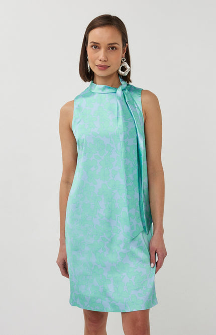 EsQualo Jurk Knot Detail Daylight Print SP26.14020 Stretchshop.nl