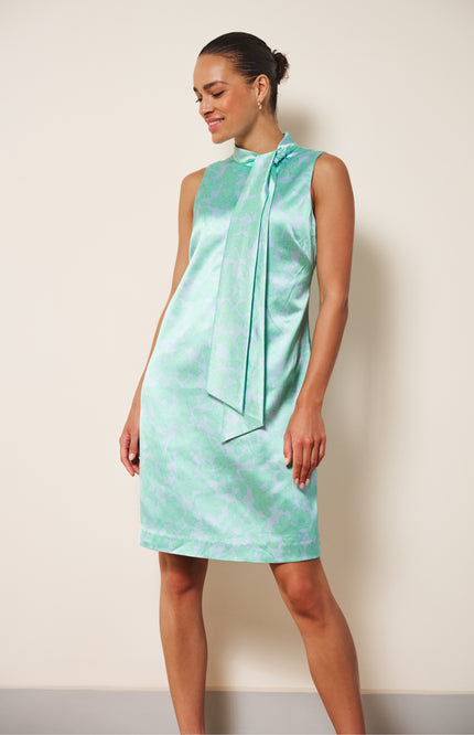 EsQualo Jurk Knot Detail Daylight Print SP26.14020 Stretchshop.nl