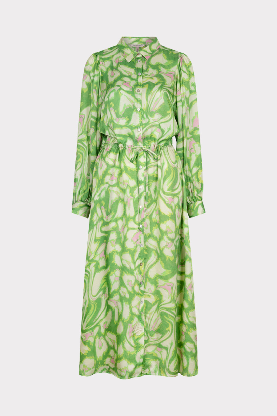 Lange bloemenjurk van EsQualo met een kleurrijk floral patroon, elegant en stijlvol voor speciale gelegenheden.