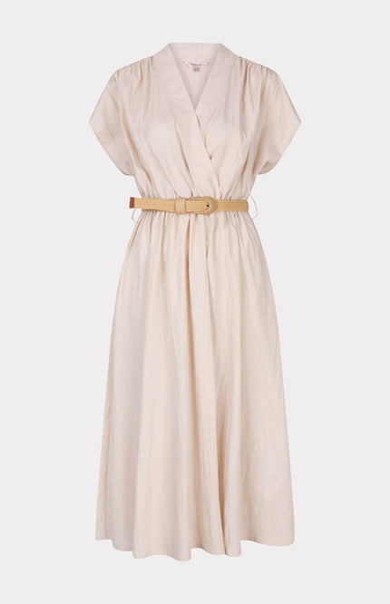 EsQualo Jurk Long Wide Light Sand HS25.05203 Stretchshop.nl