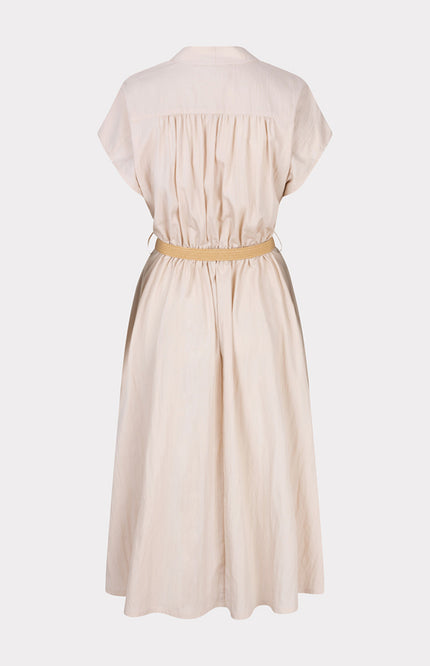 EsQualo Jurk Long Wide Light Sand HS25.05203 Stretchshop.nl