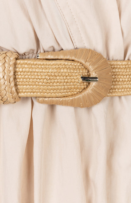 EsQualo Jurk Long Wide Light Sand HS25.05203 Stretchshop.nl