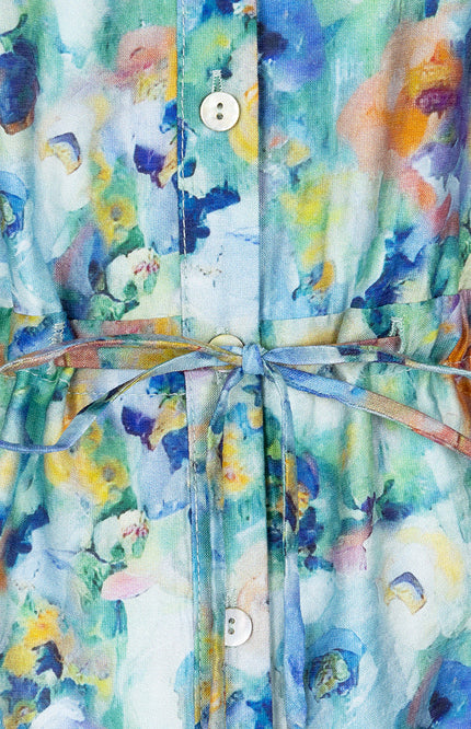 EsQualo Jurk Midi Utopia Flower Print SP25.14025 Stretchshop.nl