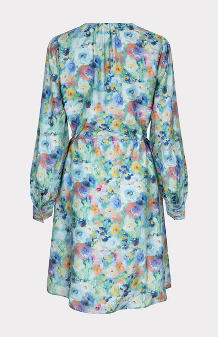 EsQualo Jurk Midi Utopia Flower Print SP25.14025 Stretchshop.nl