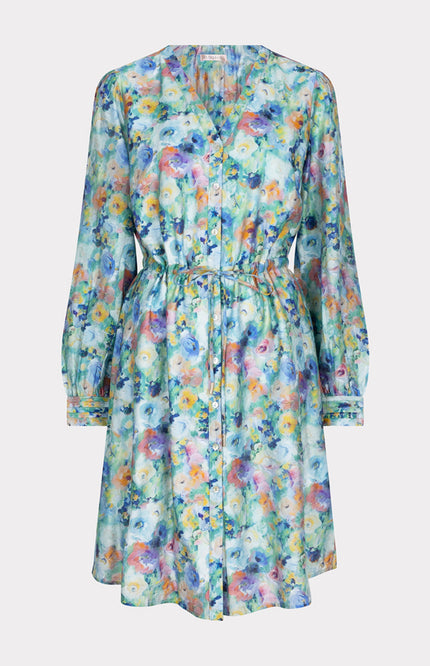 EsQualo Jurk Midi Utopia Flower Print SP25.14025 Stretchshop.nl