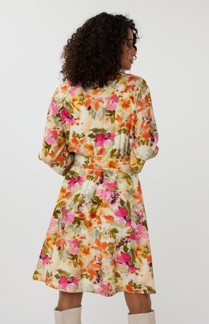 EsQualo Jurk Raglan Floral Garden SP25.15000 Stretchshop.nl