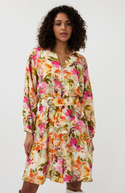 EsQualo Jurk Raglan Floral Garden SP25.15000 Stretchshop.nl