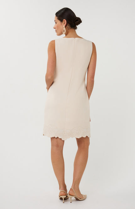 EsQualo Jurk Sleeveless Flower Natural SP26.05010 Stretchshop.nl