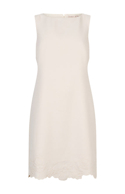 EsQualo Jurk Sleeveless Flower Natural SP26.05010 Stretchshop.nl