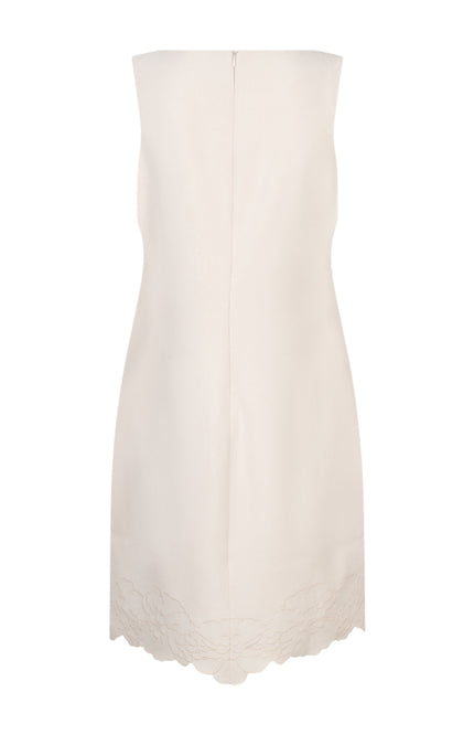 EsQualo Jurk Sleeveless Flower Natural SP26.05010 Stretchshop.nl