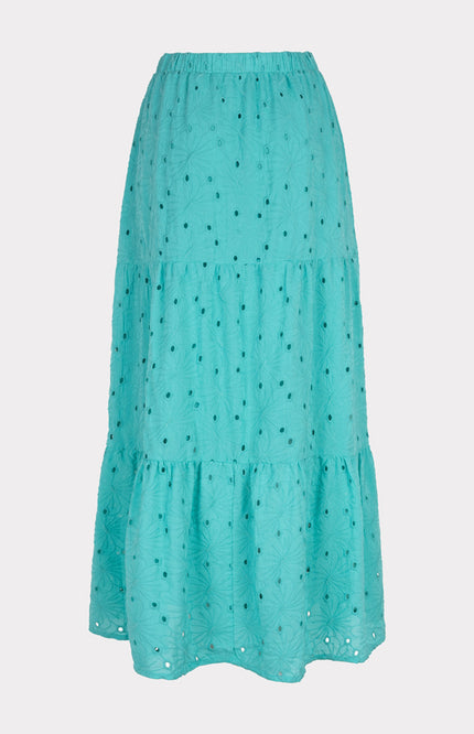 EsQualo Rok Long Embroidery Flower Lagoon HS25.09220 Stretchshop.nl