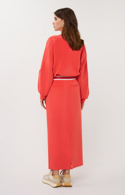 EsQualo Rok Long Fancy WB Wide Modal Chili Red SP26.05004 Stretchshop.nl