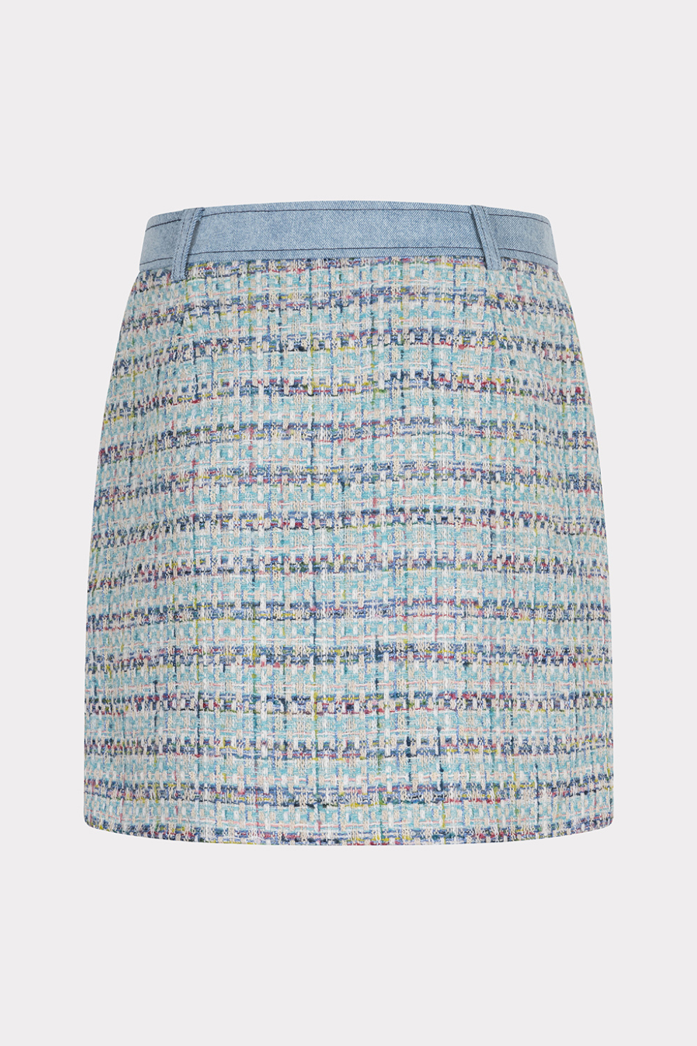 Lichte blauwe tweed jeans rok met accent details van EsQualo, geschikt voor een stijlvolle en casual look.