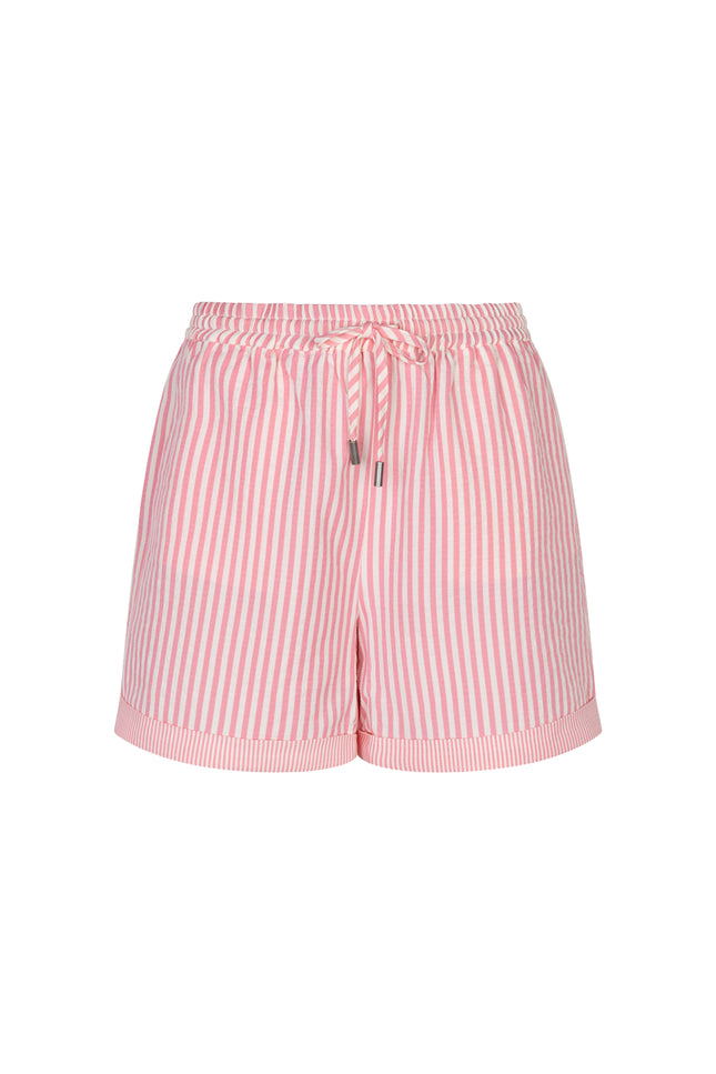 EsQualo Short Contrast Stripe Offwhite Pink HS26.15203 Stretchshop.nl