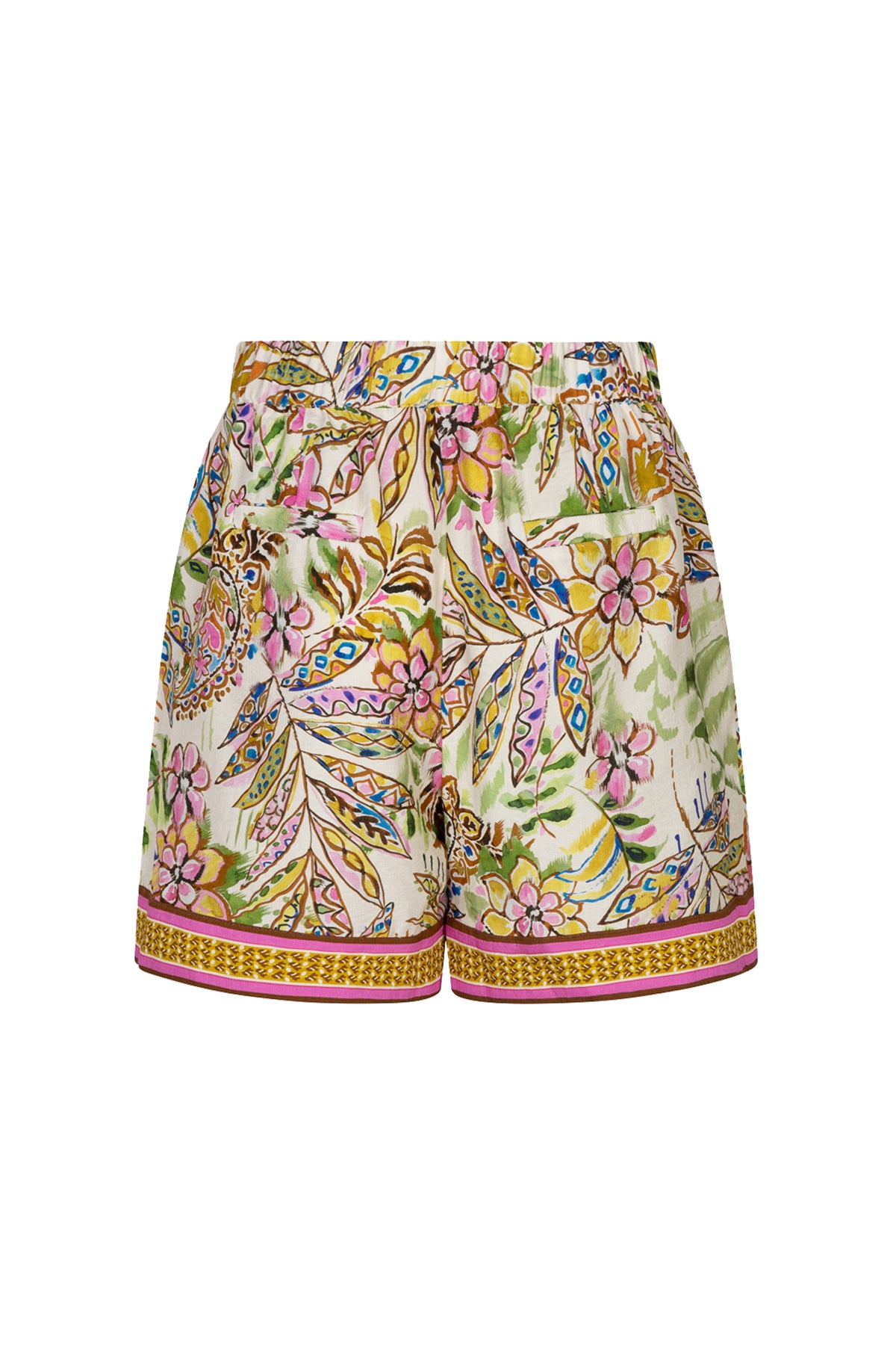 Kort jungleprint short van EsQualo, met groene en blauwe bladeren, lichtgewicht en comfortabel voor casual dragen.