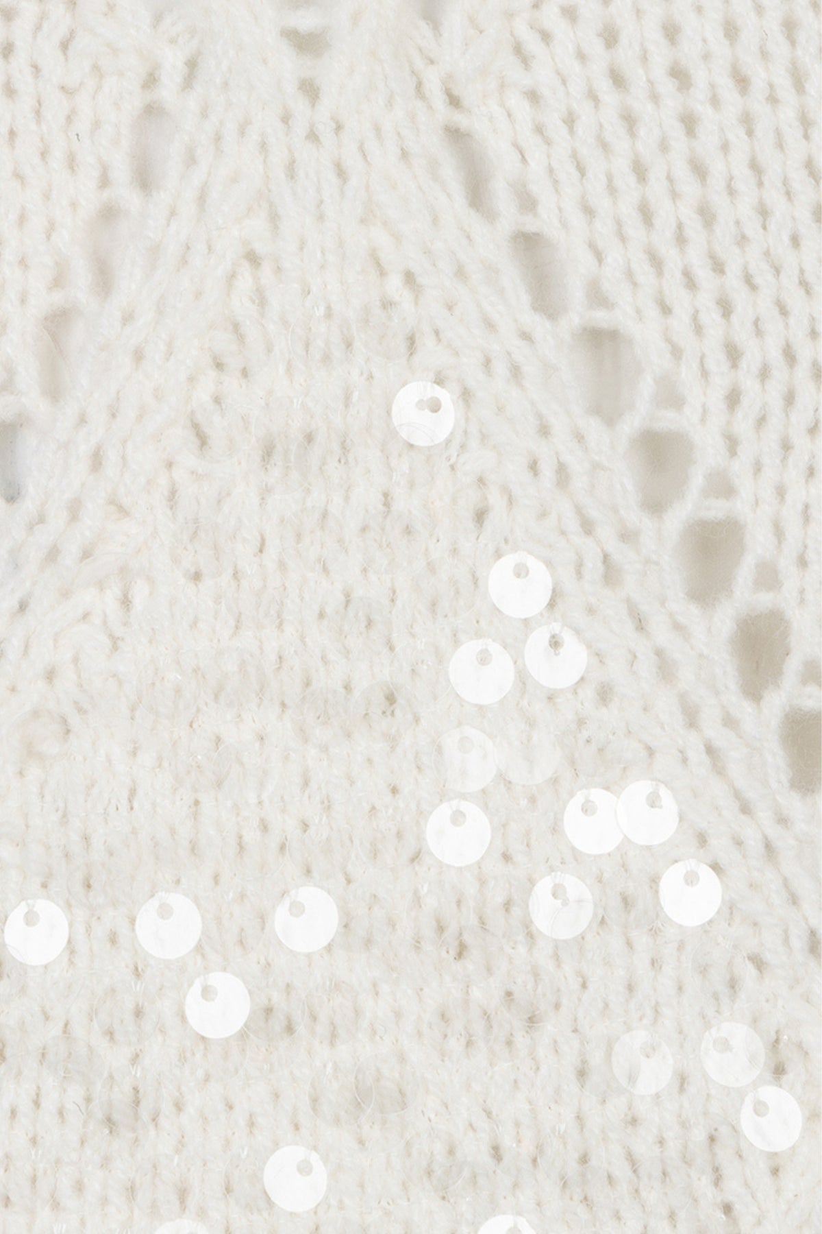 Ecru EsQualo sweater met ajourpatroon en diamantsequin details, comfortabel en stijlvol voor elke gelegenheid.