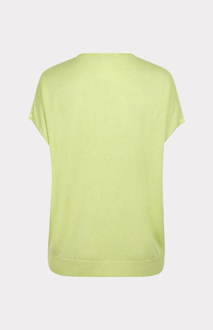EsQualo Sweater Batwing V-neck Lurex Apple Green Sp25.31004 Stretchshop.nl