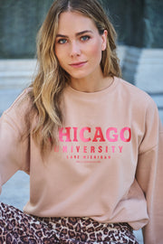 Lichtbruine EsQualo Sweater Chicago Sand SP26.05018 met zachte stof en casual pasvorm, zichtbaar op de afbeelding.