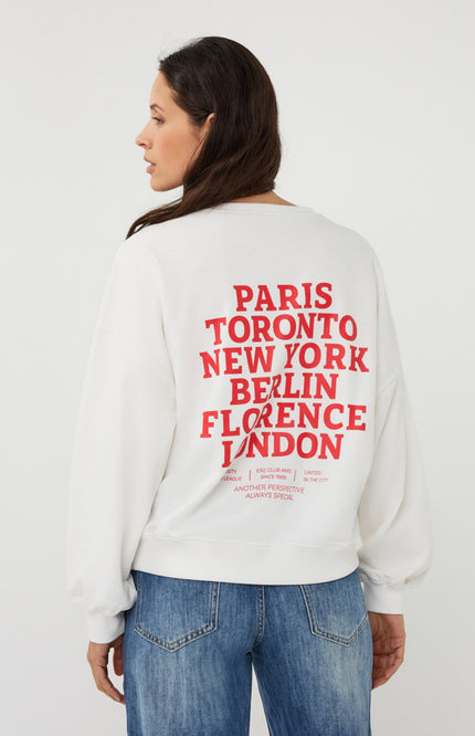 EsQualo Sweater Cities Offwhite Red SP26.05019 Stretchshop.nl