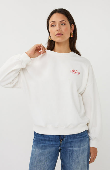 EsQualo Sweater Cities Offwhite Red SP26.05019 Stretchshop.nl
