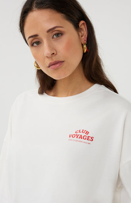 EsQualo Sweater Cities Offwhite Red SP26.05019 Stretchshop.nl