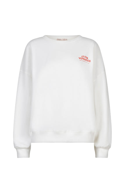 EsQualo Sweater Cities Offwhite Red SP26.05019 Stretchshop.nl