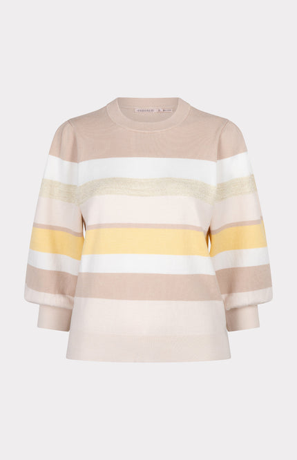 EsQualo Sweater Striped Yellow SP25.07015 Stretchshop.nl