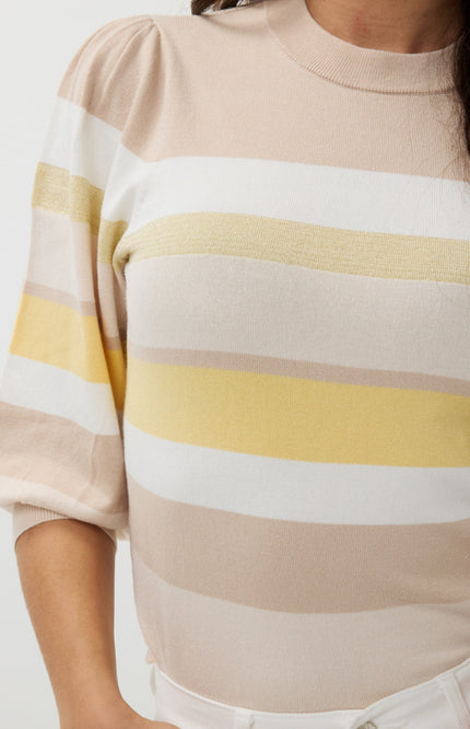 EsQualo Sweater Striped Yellow SP25.07015 Stretchshop.nl