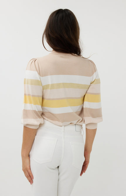 EsQualo Sweater Striped Yellow SP25.07015 Stretchshop.nl