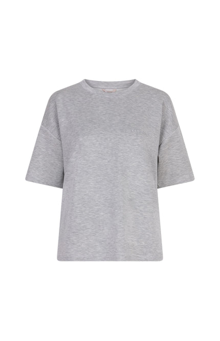 EsQualo T-shirt Oversized Modal Light Grey Melange F25.05505 Stretchshop.nl