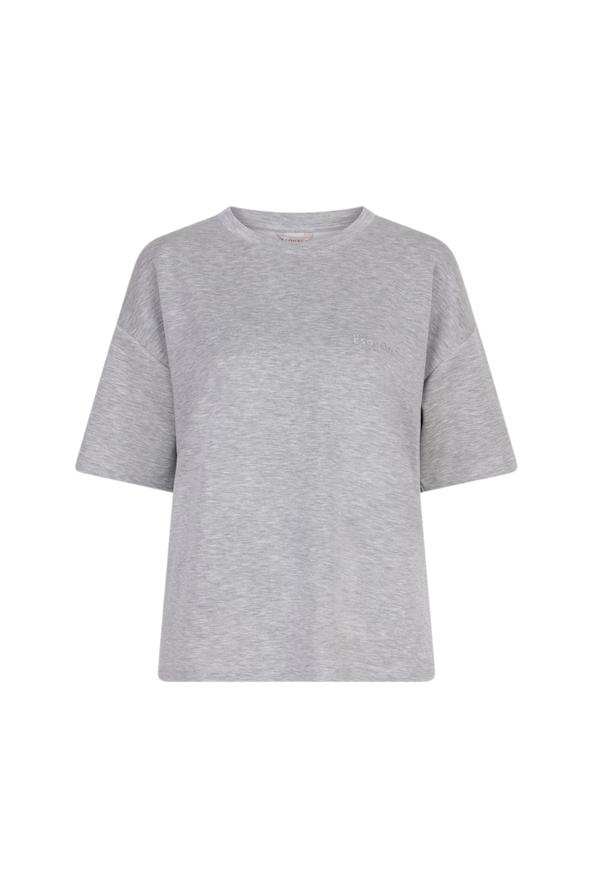 Oversized modal T-shirt in lichtgrijs melange door EsQualo, comfortabele pasvorm en zacht materiaal zichtbaar in de afbeelding.