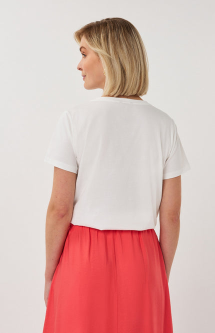 EsQualo T-shirt Paris Offwhite Red SP26.05014 Stretchshop.nl