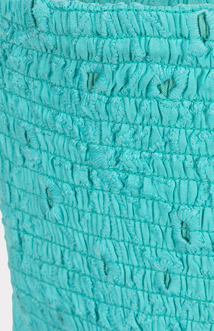 EsQualo Top Bandeau Embroidery Flower Lagoon HS25.09222 Stretchshop.nl