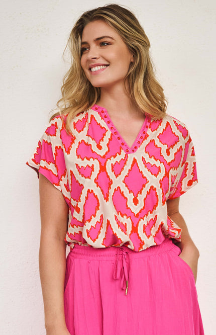 EsQualo Top Beads Disco Spark Print HS25.30200 Stretchshop.nl