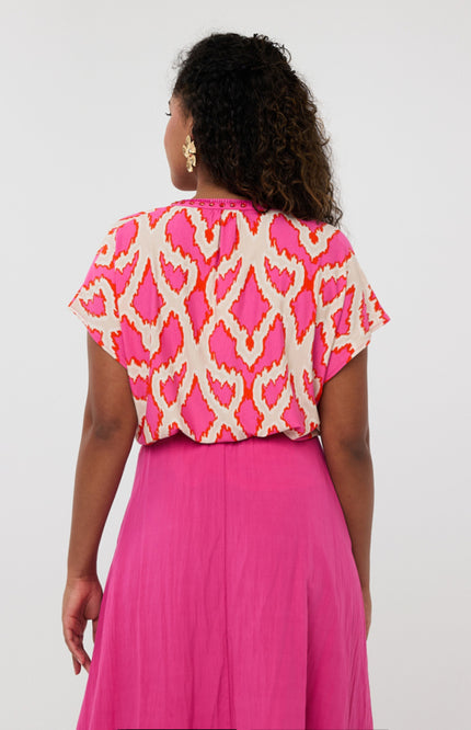 EsQualo Top Beads Disco Spark Print HS25.30200 Stretchshop.nl