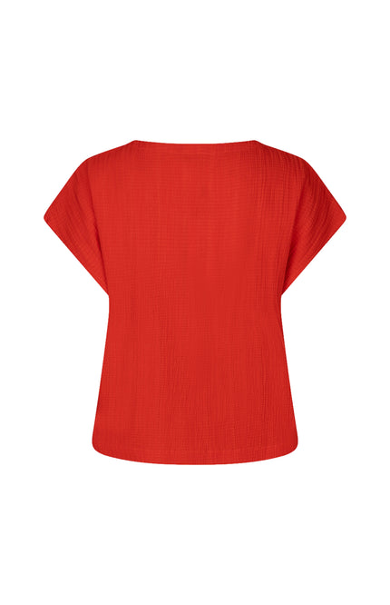EsQualo Top Fancy Crinkle Red HS26.10234 Stretchshop.nl