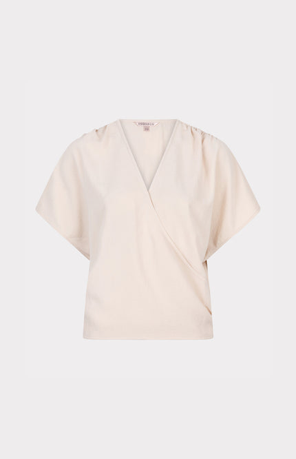 EsQualo Top Overlap Crinkle Sand HS25.10218 Stretchshop.nl