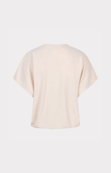 EsQualo Top Overlap Crinkle Sand HS25.10218 Stretchshop.nl