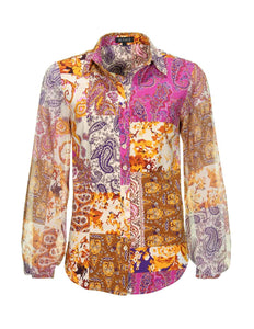 Mi Piace Travel blouse patchwork paisley 202403 Stretchshop.nl