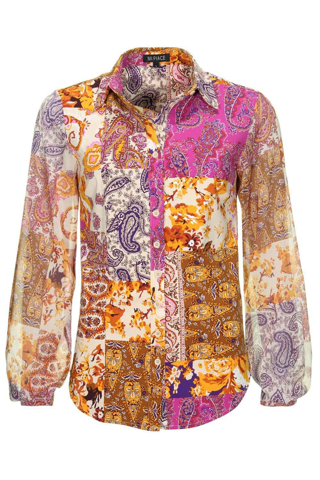 Mi Piace Travel blouse patchwork paisley 202403 Stretchshop.nl