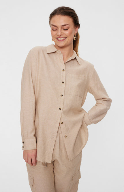 Freequent Blouse Fqlava Sand Melange 126528 Stretchshop.nl