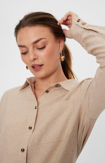 Freequent Blouse Fqlava Sand Melange 126528 Stretchshop.nl