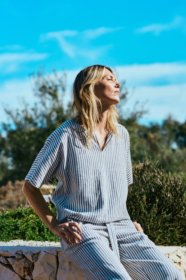 Freequent Blouse FQLAVISCO Star Offwhite Navy Blazer Stretchshop.nl