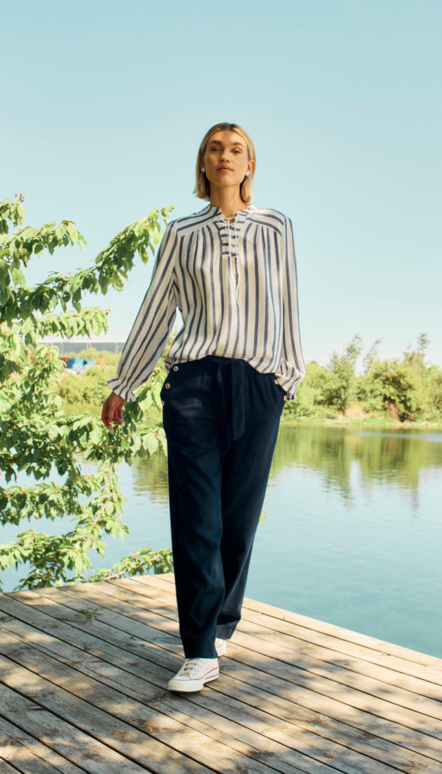 Freequent Broek Fqlava Navy 205794 Stretchshop.nl