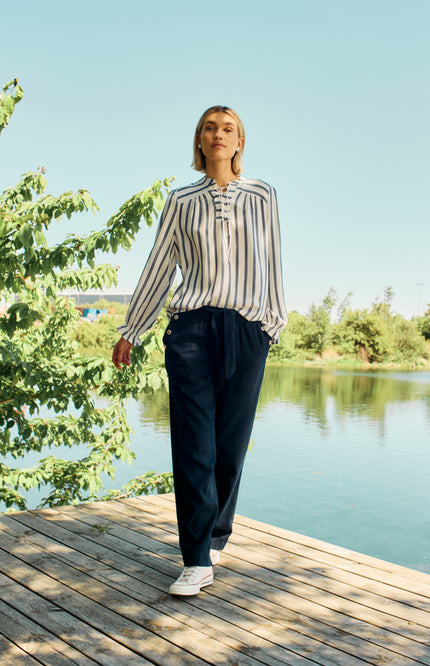 Freequent Broek Fqlava Navy 205794 Stretchshop.nl